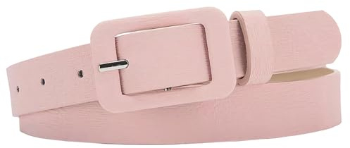 Porbbow Damen Kunstleder Gürtel für Jeans & Hosen - Metall Pin Schnalle, Frauen Mode Retro Vintage Taillengürtel für Outfits, Rosa