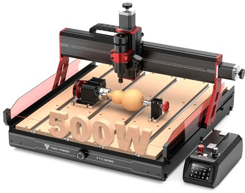 Twotrees TTC6050 500W Multifunction CNC Milling Machine for Metal, Wood, Acrylic and MDF with 4-Axis Rotary Spindle Column and Engraving Area 600x500x100mm