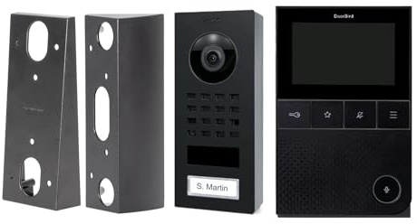 DoorBird D11 Business-Set | Set aus Video-Türsprechanlage in Graphitschwarz, Video-Innenstation in Schwarz und Wandmontageadaptern