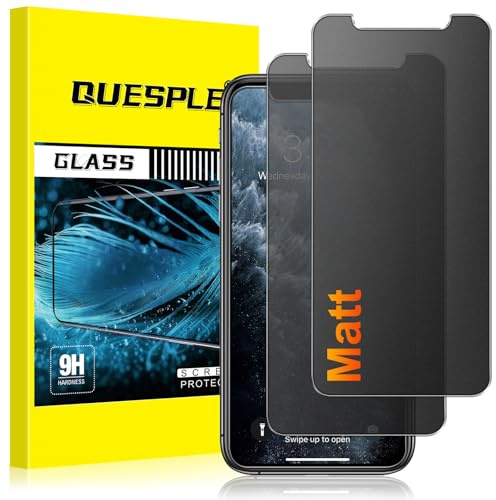 QUESPLE [2 Stück] Matt Panzerglas Sichtschutz für iPhone 11 Pro/XS/X, 28° Anti Spähen Blendschutz Matte Schutzfolie, Anti-Fingerabdruck, Anti-Kratzen Gehärtetem Glas Displayschutzfolie