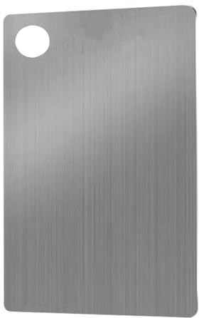 Planche à hacher antidérapante - Bloc de cuisine en acier inoxydable - de préparation des aliments réversible avec poignée stable - Forme compacte pour couper, cuire, couper la viande