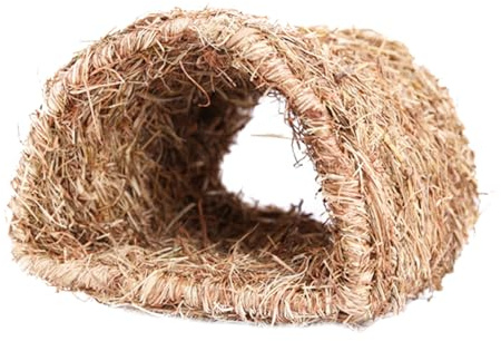 HOODANCOS Nascondiglio Dei Conigli e Giocattolo a Tunnel Per Conigli in Paglia Naturale Artigianale 22x20x16 Cm Rifugio Sicuro Per Piccoli Animali Domestici Come Criceti, Topi e Ricci