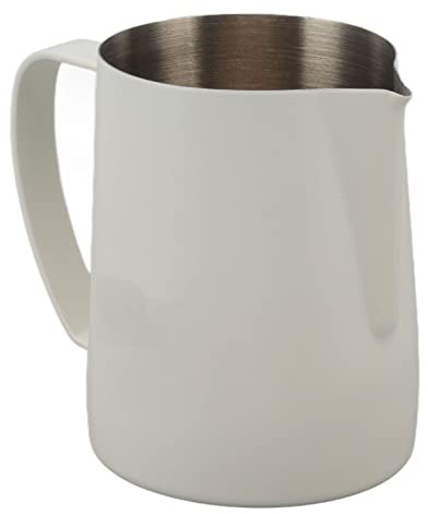 Respicefinem Milk Frothing Pitcher 304 Stainless Steel Falcon Beak Design 600ml Green Professional Milk Frother Cup for Home Cafe Barista Use (Bianco)