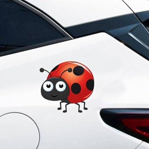 2PCS 13x12,5cm Niedliche Cartoon Marienkäfer Autoaufkleber, Stoßstange Fenster Tier Aufkleber, Autozubehör, Wasserdichtes Vinyl Material |# TM36D