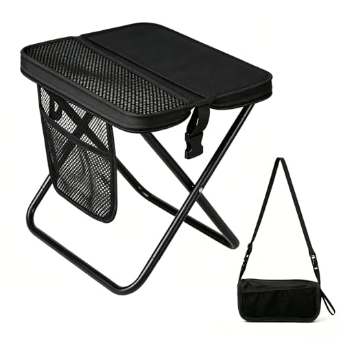 Bärbar hopfällbar pall, campingpall, 31 cm, campingpall, vikbar, trädgårdspall, lätt sits, vikbar pall, hopfällbar stol, minihopfällbar pall med förvaringsväska, för resor, picknick, vandring, fiske