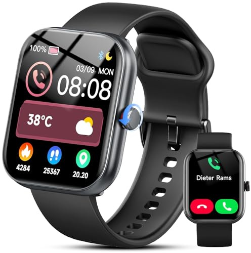 uaue Smart Watch Alexa Built-in, 1.91 HD Voice AI Smartwatch for Men Women, Fitness Watch with Bluetooth Calling SpO2/Heart Rate/Stress/Sleep Monitor, 100+ Sports Modes, IP68 Waterproof, Android iOS