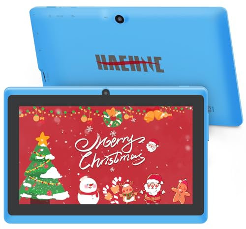 Haehne 7 Pouces Tablette Tactile avec Adapter, Android 5.0 Quad Core Tablet PC, 1Go RAM 8Go ROM, Double Caméras, WiFi, Bluetooth, pour Enfants & Adultes, Bleu Ciel