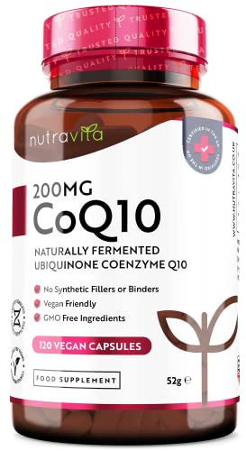 Nutravita Coenzym Q10 – 200mg pro Kapsel – 120 vegane Kapseln – 4 Monate Reichweite CoQ10 Ubiquinone – hochwertiges Q10 – hochdosiert