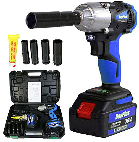 21V Akku-Schlagschrauber 1/2 Zoll Set mit 2 x 6.0Ah Akku und EU Ladegerät, 420Nm, 4 Stecknüsse - 14/17/19/22mm, 2-Gang Einstellbar Drehschlagschrauber mit Tragetasche (Mit 2-Akku)