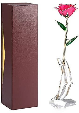 24K Echte Goldene Rose in Luxusbox, Ewige Vergoldete Rose mit Zertifikat, Ideen für Muttertag Geburtstag Hochzeitstag Freundin Mama Frau