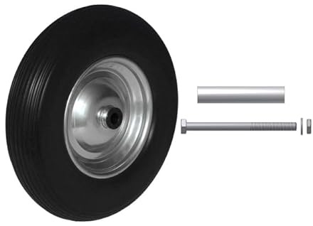 Schubkarrenrad PU Vollgummi 3.50-8 - Ø350 x 80mm inklusive Achse
