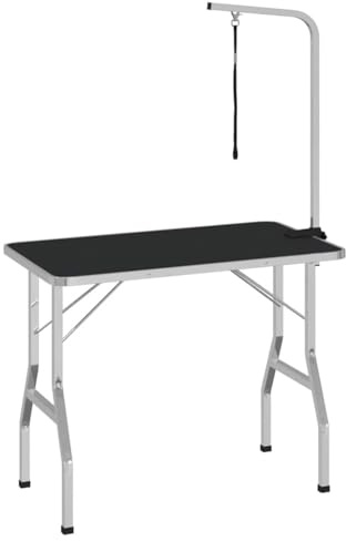 vidaXL Table de Toilettage Réglable pour Chiens avec 1 Boucle, Bras de Toilettage pour Animaux de Compagnie, Table de Toilettage pour Chat