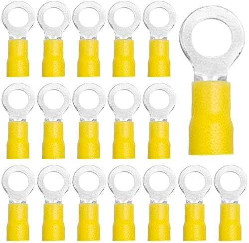 CEEYSEE 50x Kabelverbinder 4-6mm² Loch-Ø M6 Ringkabelschuhe Abzweigverbinder - Für Elektrische Crimpkabelschuhe Kable Teillisoliert PVC Kabel-Verbinder(Gelb/DPRY6)