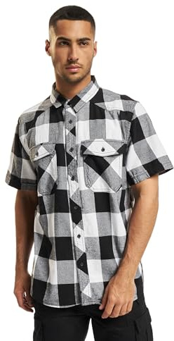 Brandit Chemise À Carreaux Manches Courtes Homme Chemise Manches Courtes Noir/Gris