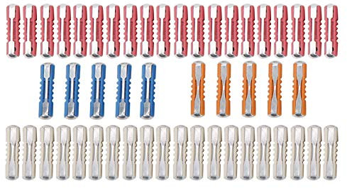 50Pcs Jeu de Fusibles de Voiture, 5A 8A 16A 25A Fusibles Classiques Bullet Torpedo Voiture Kit D'assortiment de Fusibles Automobiles Haute Précision pour Voitures Classiques Européennes