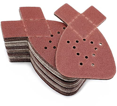 50 pezzi in velcro carta vetrata triangolare levigatrice a delta, topo, smerigliatrice a triangoli mouse, 95 x 135 mm, dischi abrasivi triangolari per Black & Decker (50 pezzi P80)