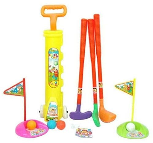 YSAMAX Plastic Golf Set For Kids, Golf Club Toy Set With 3 Golf Clubs, 2 Practice Holes, 2 Golf Tees & 4 Balls Educational, Physical And Mental Development, Outdoors Game For Kid, Boys And Girls