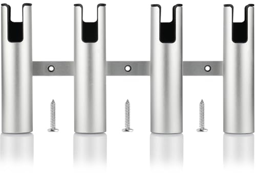 Marinebaby Aluminum Fishing Boat Rod Holder,3/4 Link Tube Aluminum Rod Rack, Suit Boats & Yacht ,Silver (Silver 4 Tube)