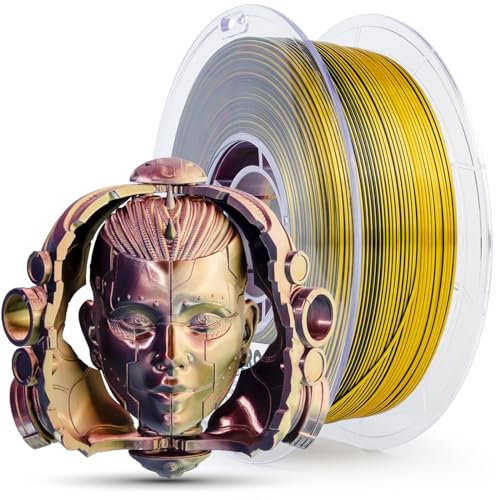 ZIRO Mehrfarbiges Seide 3D Filament, Seidiges Coextrusions PLA Filament 1.75mm, Silk PLA Passend für Die Meisten FDM 3D Drucker, 1kg Spule, Steam Punk