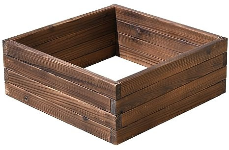 Wooden Raised Garden Planter Treated Fir Wood Outdoor Flower Trough Herb Vegetable Bed in 3 Sizes Bottomless Assembly Required (Small 60x60cm)