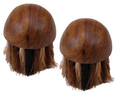 Medusa 02 - Set di 2 spazzole per funghi in legno di teak e setole morbide, pratiche ed ecologiche