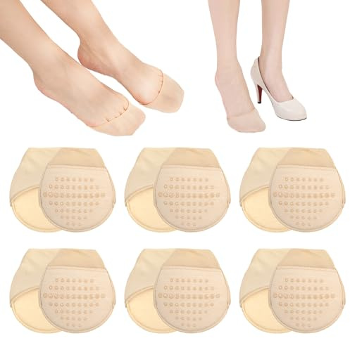 UILYNIU 6 Paires de Chaussettes à Orteils pour Femme (FR/ES, Alpha/lettres, Taille unique, Taille normale, Taille normale, Beige)