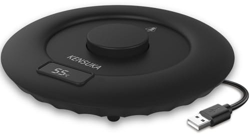 KENSUKA USB Chauffe-Tasse pour Bureau, Fonctionnement par Induction Gravitationnelle, Température Constante de 55℃, Entrée d'alimentation 5V/2A, Lavable à l'eau.
