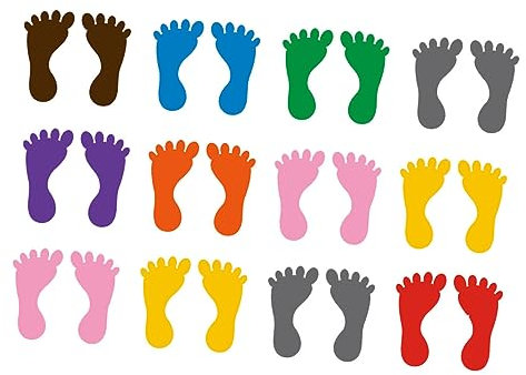 CIYODO 12 Paar Fußabdruckaufkleber Für Kinder rutschfest Verschleißfest Für Badezimmer Und Schwimmbad Farbenfrohe Bodenaufkleber Selbstklebend Für Kindergarten Und Spielzimmer