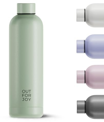 OUT FOR JOY Edelstahl Trinkflasche 750ml – auslaufsichere & BPA-freie Wasserflasche – Thermosflasche für Kohlensäure, 12h heiß & 24h kalt – Isolierflasche für Sport, Schule & Outdoor (Sage Green)