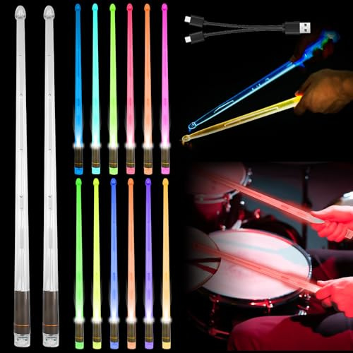 Baquetas Luminosas, 13 Colores Baquetas Bateria, Baquetas Recargables, Baquetas Tambor, Palillos Tambor Para Fiesta Eventos Nocturnos