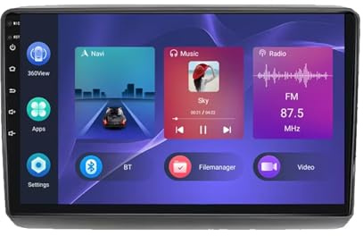 9 Pollici Android 14 Autoradio 2 Din per FIAT Panda 2003-2012 con Bluetooth Senza fili CarPlay GPS Navi Telecamera Posteriore Comandi al volante(T700 [8+256G])
