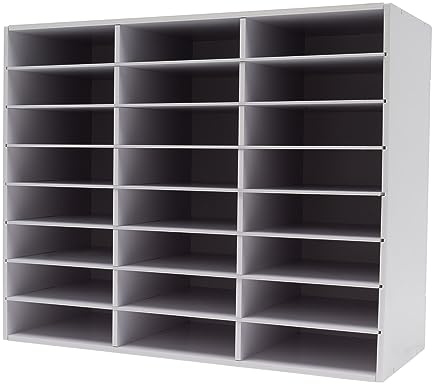 24/36-Fächer Desktop Aktenhalter PVC Dokumentenablage 60/80kg Tragfähigkeit Literatur-Organizer Schreibtisch-Aktenhalter für Hause Büro Klassenzimmer (24-Fächer Weiß)