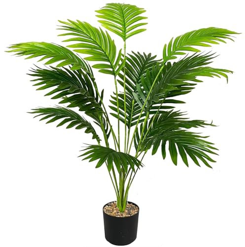 Vmhkjo Künstliche Pflanze Groß 82 cm Hoch18 Zweige im Topf Künstlicher Palme Pflanze Tropical Hawaii Grün Fake Plant für Schlafzimmer Büro Garten Hochzeit Party Deco