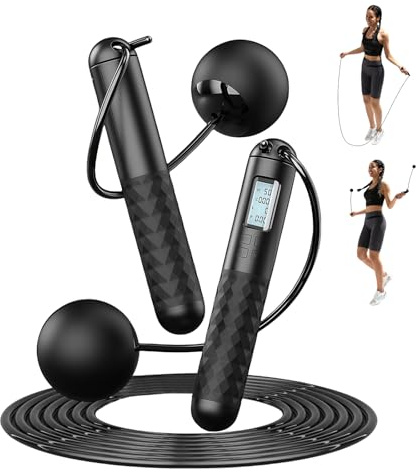 Flintronic hopprep med bänk, LED-skärm, digitalt trådlöst, professionella kullager och halkfria handtag, justerbart för kvinnor och män