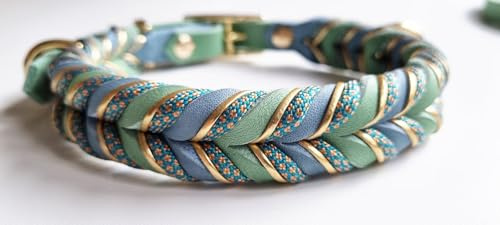 Verstellbares Hundehalsband »Araminta« aus Fettleder geflochten (Halsumfang: 40-45cm - Breite: 28mm)