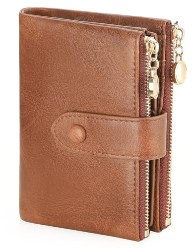 FALAN MULE Geldbörse Damen Große Kapazität, Portemonnaie Damen klein mit RFID Blocker, Mittelgroß Geldbeutel Doppelter Reißverschluss Brieftasche, Kleines Geldbörse mit 23 Kartenfächern und Münzfach