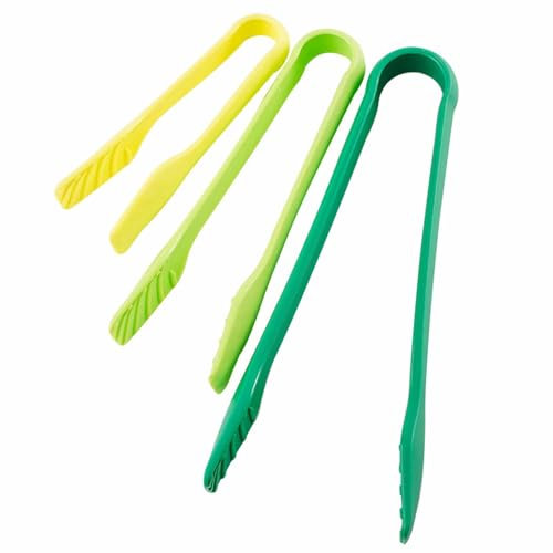 3PCS Plastic Serving Tongs Set, Kitchen Clip Non-Stick Food Tongs Small Medium Large Bread Tongs Cooking Tong for Oven Baking Salad Steak Vegetable Ice Serving Tools Utensil Set