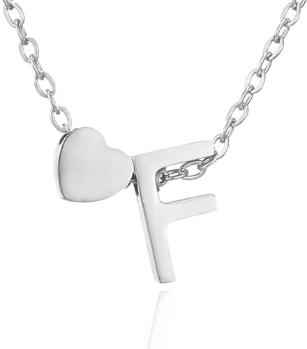 AFSTALR Herz Kette mit Buchstaben Anhänger Halskette mit Buchstabe, Damen Initial Alphabet A-Z Edelstahl Gold/Silber Ketten Verstellbar, Personalisierte Schmuck Geschenke für Frauen