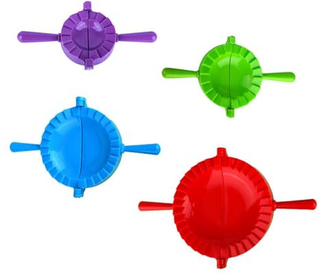 Pelmeni Maker Set, 4-Größen, Ravioli Presse Former, Dumpling Teigtaschenformer Maultaschen Pierogi Form Tortellini Empanadas Gyoza, Kunststoff, Ø7-18 cm (Bunt)