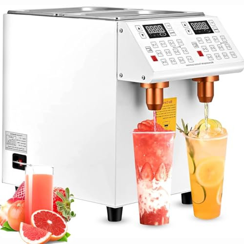 hocvseo Distributeur Automatique De Fructose, Distributeur De Sirop Commercial De 10 L, Double Sortie De Fructose, 24 Réglages Programmables, pour Café, Magasin De Thé Au Lait