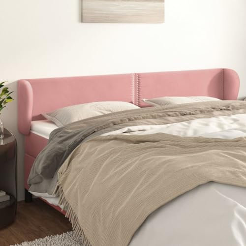 XINCXIN Kopfteil, wandkissen wandpolster Bett kopfteil headboard for Bed schlafzimmermöbel modern mit Ohren Rosa 163x23x78/88 cm Samt