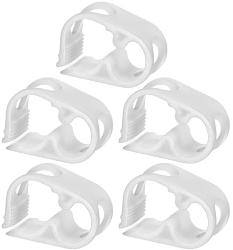 M METERXITY 5-Pack Adjustable Plastic Tubing Clamps 1/4-1/2 Inch Water Flow Control Tube Clip Adjustment Hose Pipe Clips for Beer Bottle/Plumbing/Instruments/Equipment [White]