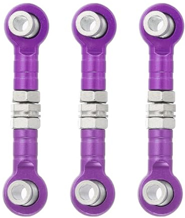 sourcing map 3 Pcs Steering Servo Turnbuckle Rod RC Aluminum Alloy Linkages for HSP 1/10 94123 On-Road RC Car (Purple, 32mm)