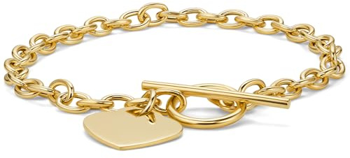 MIORE Schmuck Damen, Armband Damen Silber 18 K Vergoldet, Armband Silber 925 Mit Herz Charm Anhänger, Armreif Frauen Vergoldet, Armkette Länge 19cm, Hypoallergen & Handgemacht in Italien