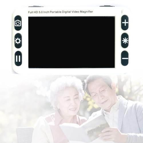 Lente d'ingrandimento digitale portatile, ausilio elettronico per la lettura da 5 pollici, ingrandimento 2X-48X, 26 modalità colore, per ipovedenti, daltonismo, lettura e scrittura,White