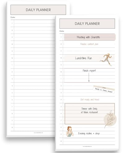 Pocket Size Daily Time Block Planner Pad | Hourly Schedule Notepad 7am–10pm | 50 Sheet DL Productivity Organiser | Monochrome Minimalist Daily To-Do List | 120gsm Paper | 8.5x3.9” (Mono)