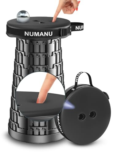 NUMANU 2026 Upgraded Padded Collapsible Stool, Max 620lbs 2.5-18 H Adjustable Portable Folding Stool for Adults, Retractable Foldable Telescopic Seat Camping Chair or Footrest