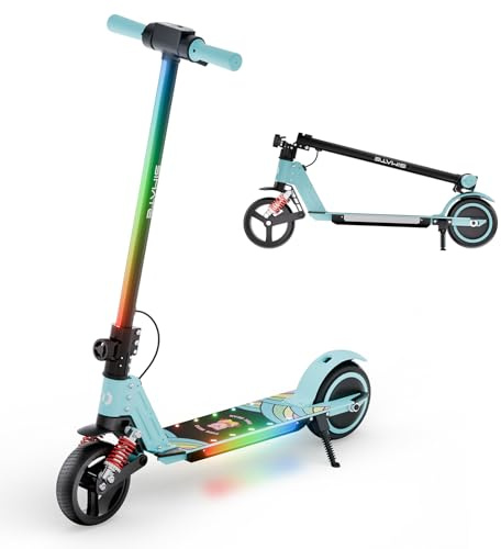 Qekud S5 Elektroroller für Kinder, Faltbares Kinderscooter mit LED-Beleuchtung, 6,5 Geländereifen, bis zu 14 Km/h, für 6-14 Jahre