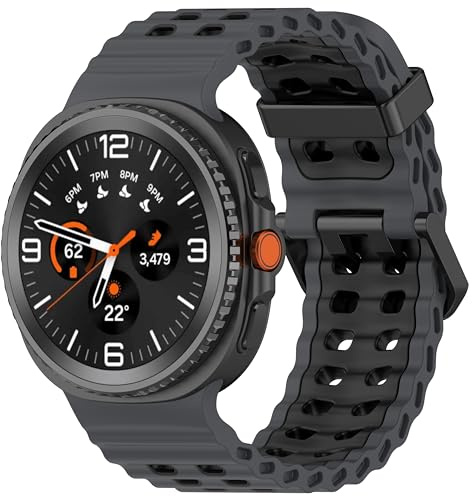 VeveXiao Robust andningsbart sportband Galaxy Watch 8 Classic 46 mm band, mjukt silikon vattentätt ersättningsband för Galaxy Watch 8 40 mm 44 mm kvinnor man rem, Medium