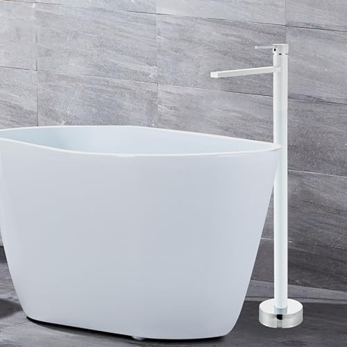 YCVAWEOD Baignoire autoportante en Laiton de Bain autoportant des Robes de Bain à poignée Simple Chaude et Froide Blanche LWX